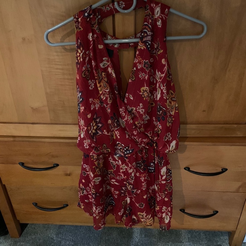 Red flower romper